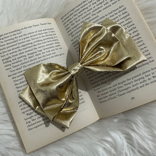 Oversized Gold Luxe Hair Bow